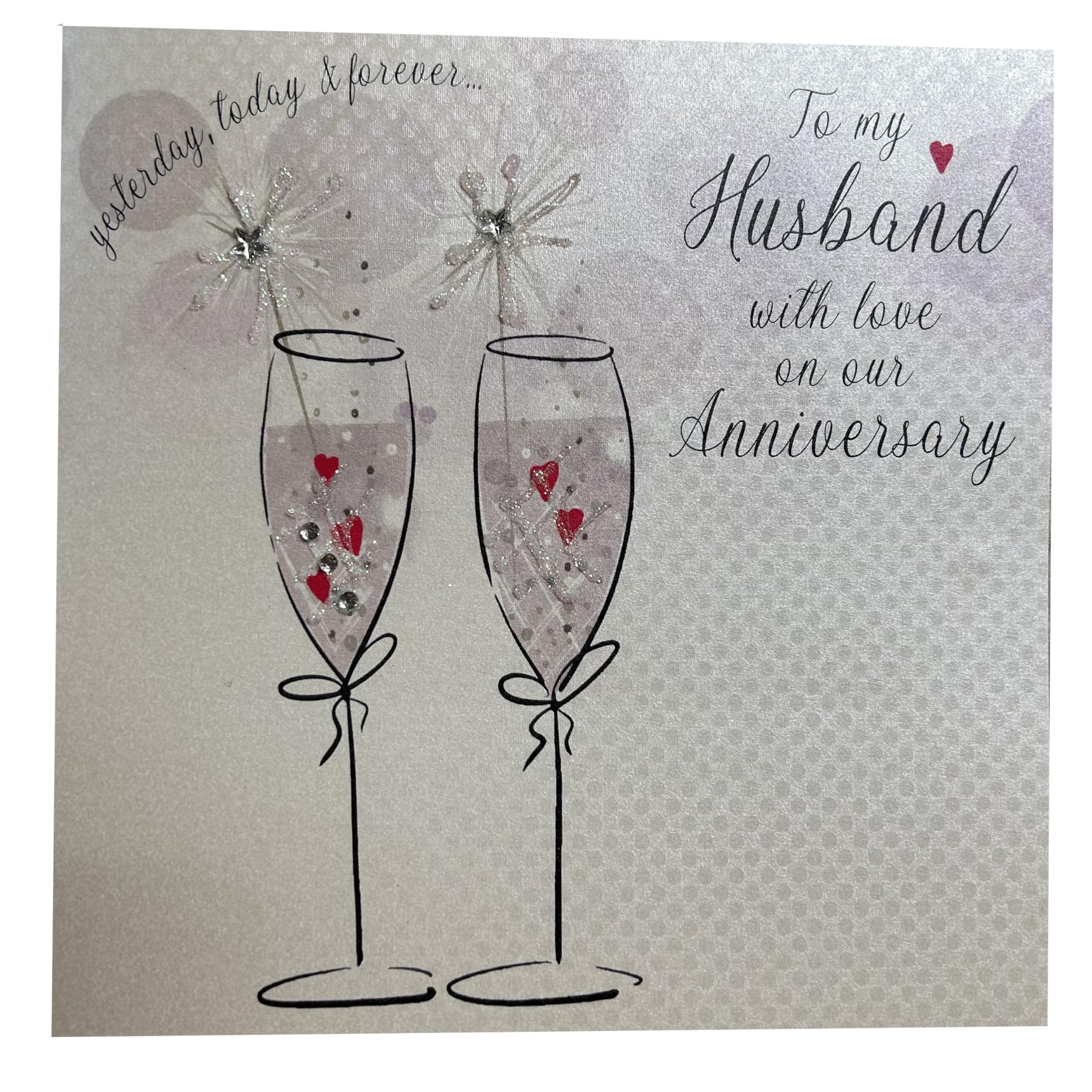 WHITE COTTON CARDS Handmade Card to My Husband On Our Anniversary, White, WB43,16cm x 16cm