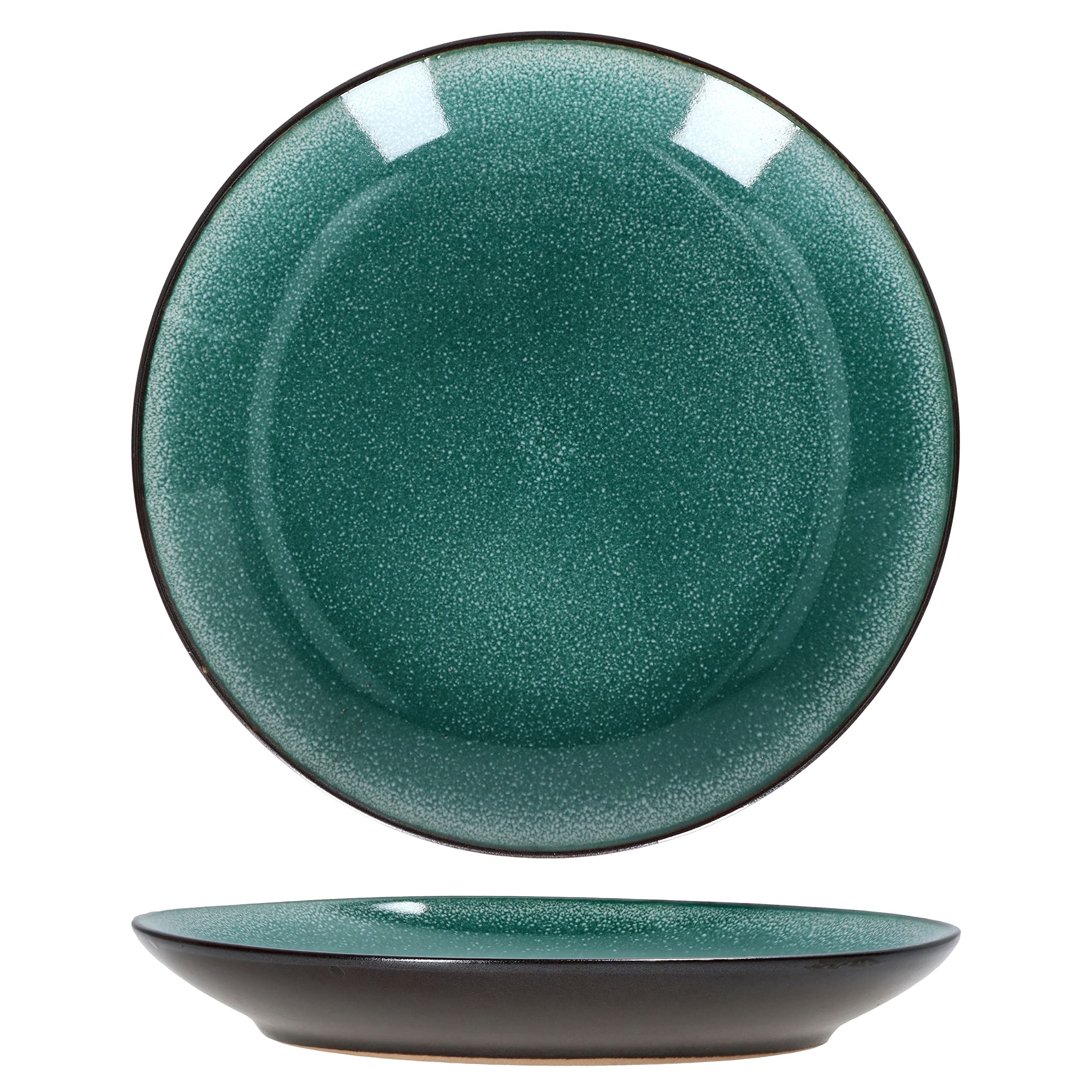 MamboCat Reactive Glaze Green 18tlg. Kaffeeservice I 6 Personen I Mintfarbenes handgefertigtes Geschirr-Set mit Kupfer-Optik I Je 6x Kaffeetasse, Untertasse & Kuchenteller I Steingut