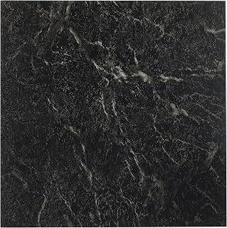 Achim Nexus Peel & Stick Vinyl Floor Tiles Black White Marble Vein 12x12 Inch 20 Pack DIY Kitchen Bathroom Flooring