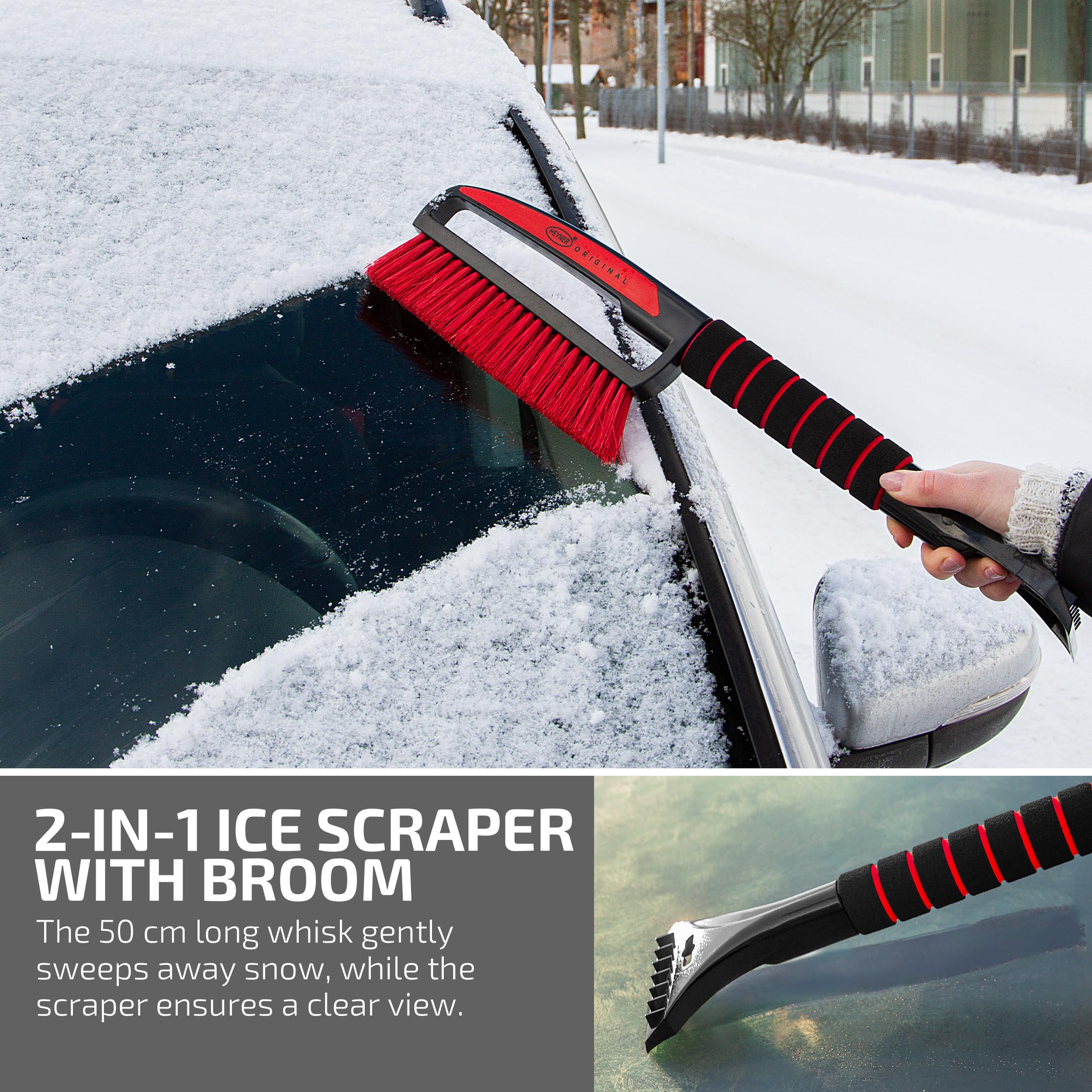 HEYNER 995100 Scopa per neve nero Rosso