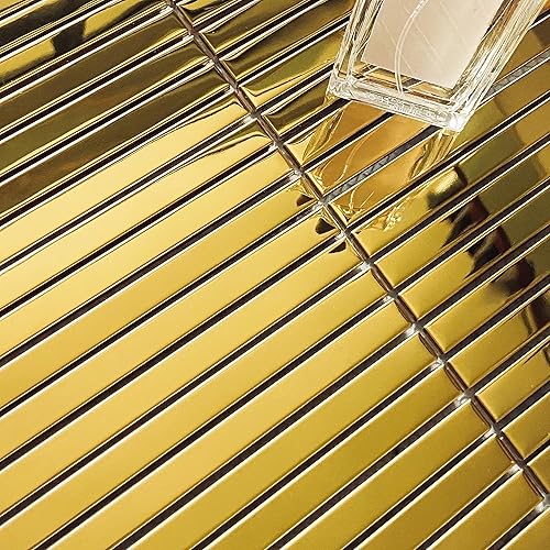 Miniatura 7 de MartelArt Azulejo de espejo plateado de mosaico de metal montado en malla de acero inoxidable plateado para cocina, baño, ducha, piso, chimenea,