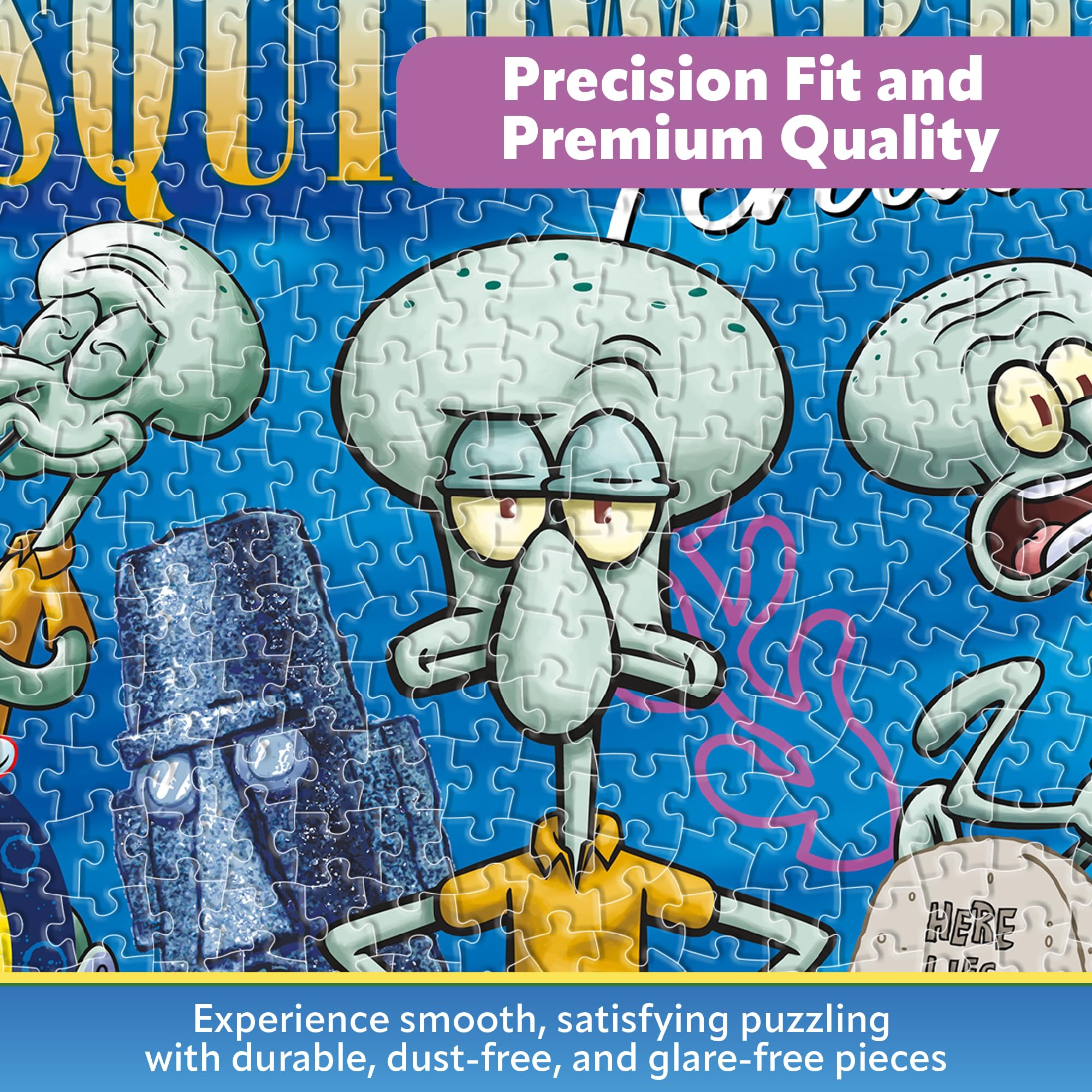 AQUARIUS Spongebob Squidward 500 Teile Puzzle - Offizielles Nickelodeon-Lizenz-Puzzle, 35,6 x 48,3 cm, vertikale Box, inklusive Referenzposter, Puzzle für Kinder, Jugendliche und Erwachsene