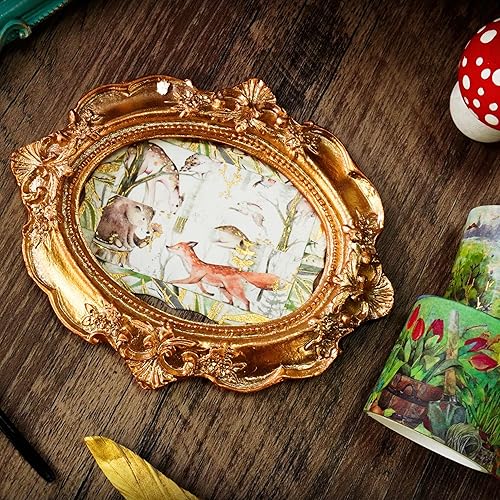 Miniatura 7 de YUBBAEX Juego de 17 rollos de cinta Washi Forest Washi de lámina dorada ancha para enmascarar campos de montaña, animales, cintas decorativas para