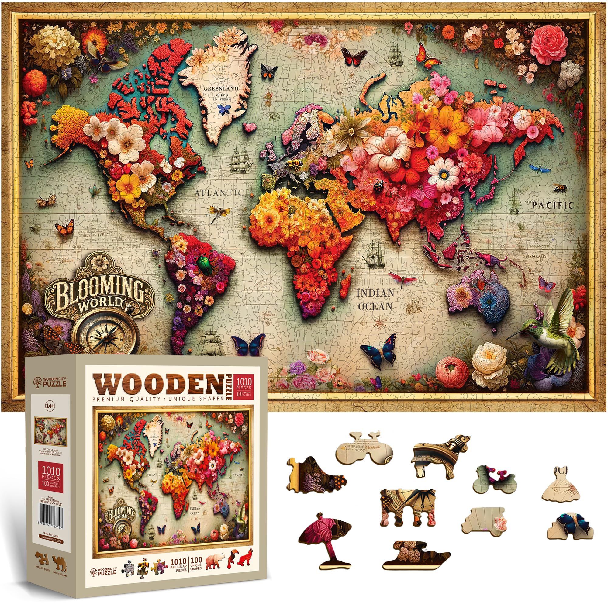 Puzzle De Madera De 250 Piezas Con Forma De Delfines Y Corazón – Rompecabezas Irregular Para Adultos En Caja Regalo