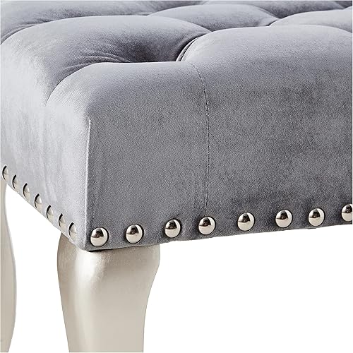 Miniatura 6 de Roundhill Furniture Decor Maxem - Asiento tapizado de tela copetuda con banco de clavos, color gris Gris,Champán,https://www.amazon.com/dp/undefined