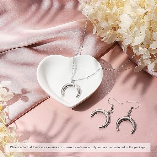 Miniatura 5 de DanLingJewelry 10 dijes de acero inoxidable 304 con doble cuerno de luna creciente para hacer joyas, accesorio de manualidades de 0.886 x 0.906in