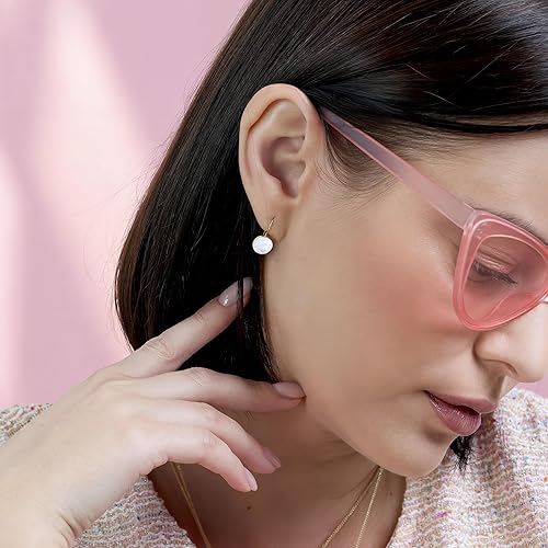 Miniatura 52 de 14k Solid Yellow Gold Gemstone Earrings - Birthstone Earrings - 8mm Dangle Earrings, Dainty Gemstones Earrings, Bridal Handmade Wedding Jewelry Gift