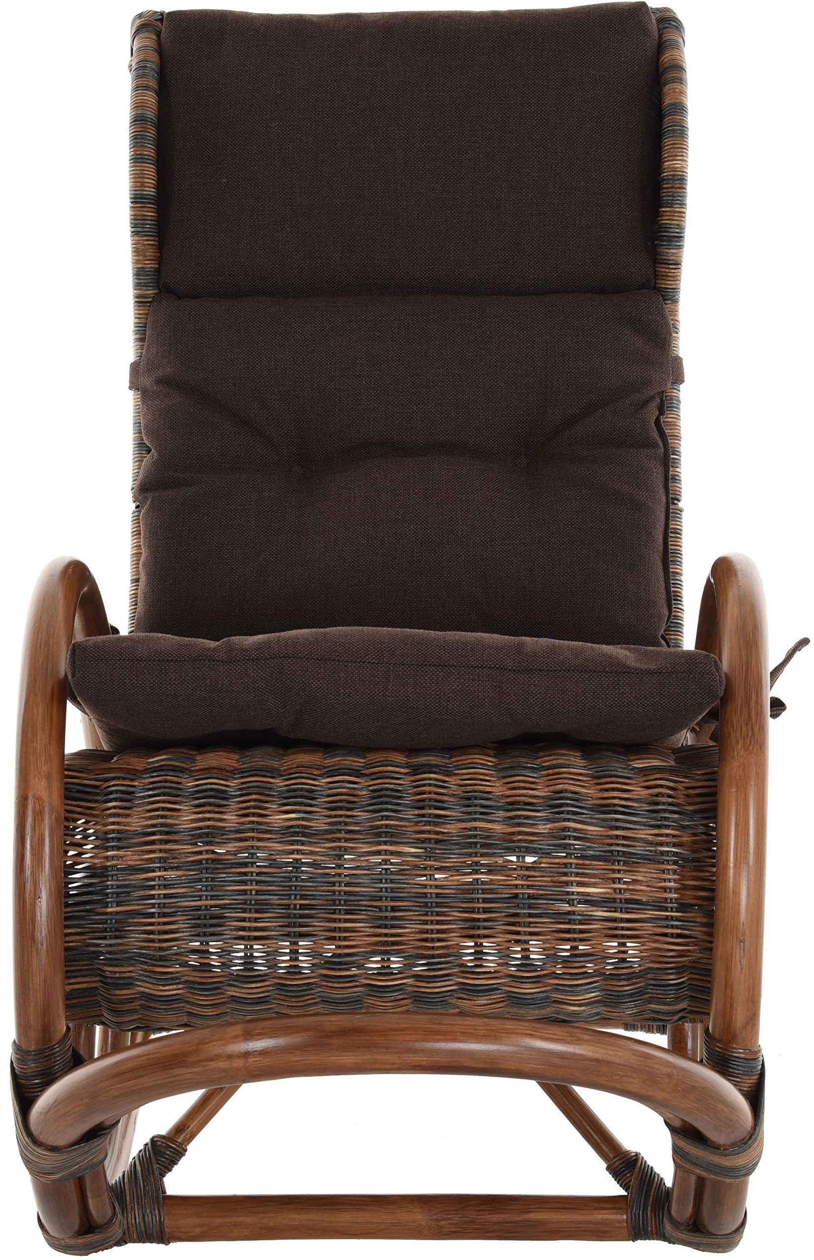 korb.outlet Schaukelstuhl Luxor Natur Rattan Schaukler Relax-Stuhl mit Auflage Schwingsessel Schaukelsessel (Schwarz-Braun)