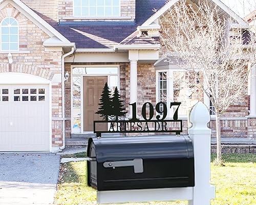 Miniatura 7 de Cartel de metal personalizado para buzón de correo del árbol de la vida, números de casa para buzón, placa de dirección de metal personalizada,