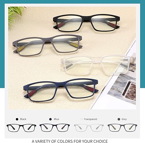 Miniatura 6 de IVNUOYI Paquete de 4 lentes de lectura con bloqueo de luz azul para hombres, anteojos ligeros para computadora con bisagra de resorte