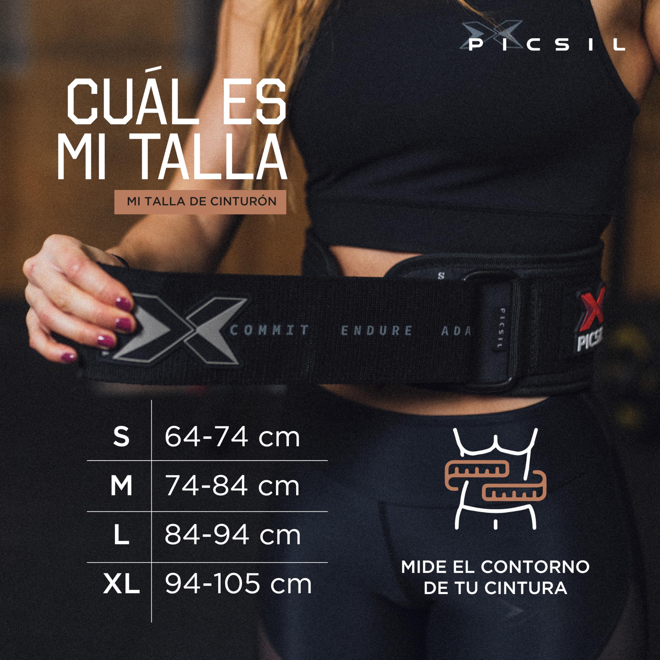 PICSIL - Cinturón Lumbar para Levantamiento Pesas | Personalizable con Parches | Soporte para Cross training y Gimnasio | Faja de Fuerza para Hombre y Mujer |