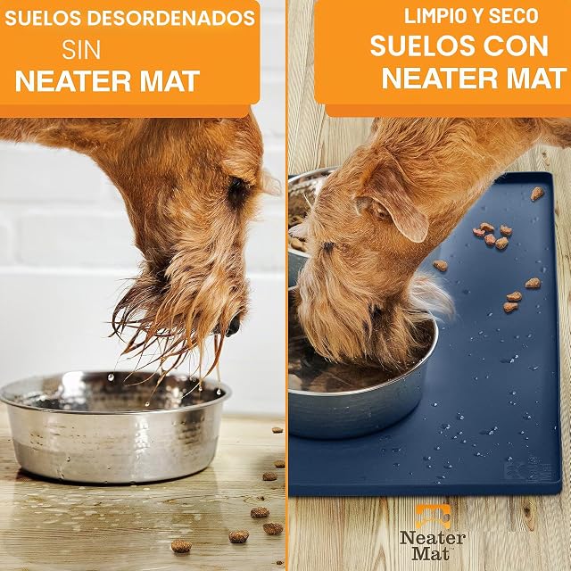 Foto 5 de 8 de Neater Pet Brands Neater Mat - Tapete de Silicona Impermeable para Cuencos para Mascotas, Protege los Suelos…