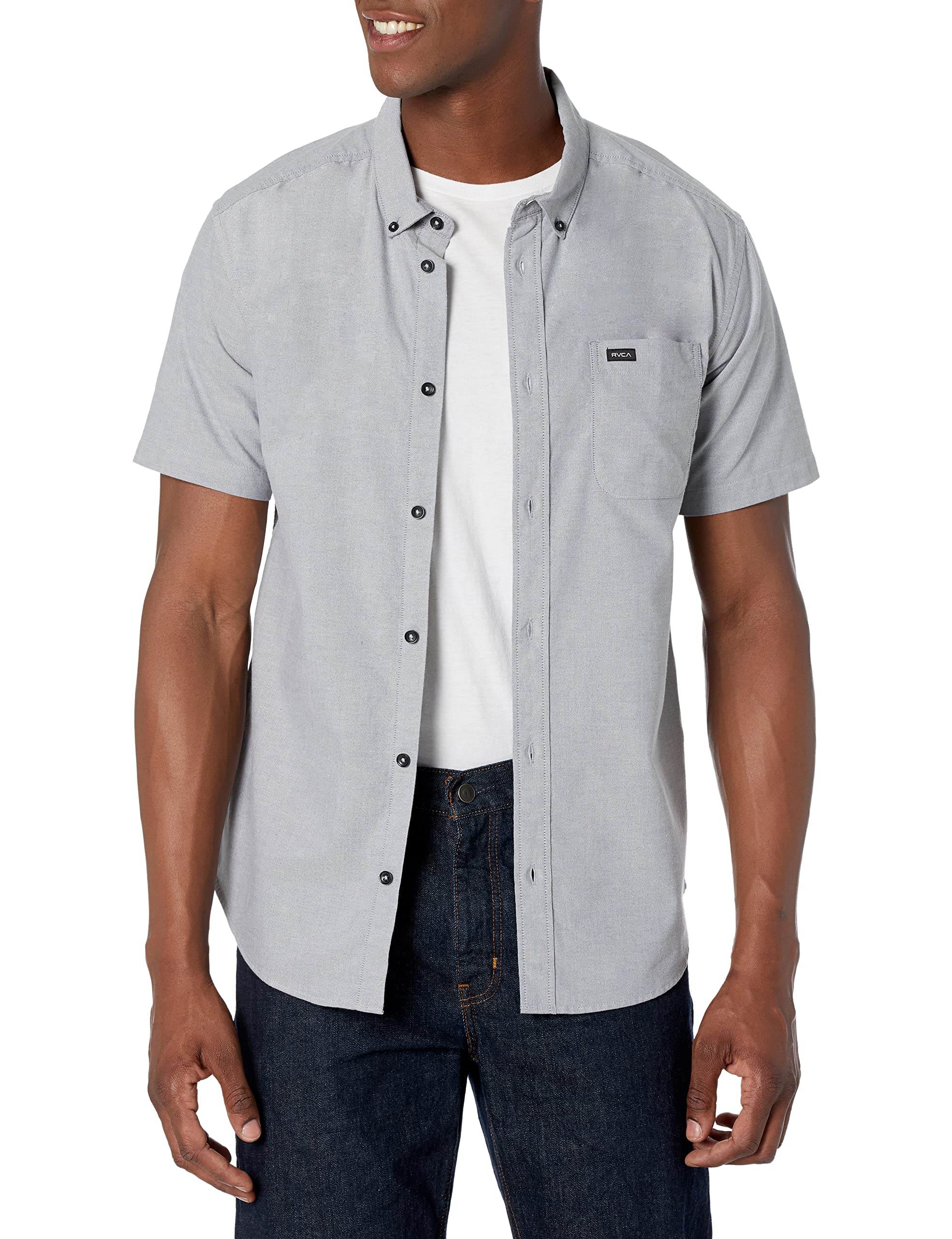 Mens Thatll Do Stretch Short Sleeve Woven Button Front Shirt