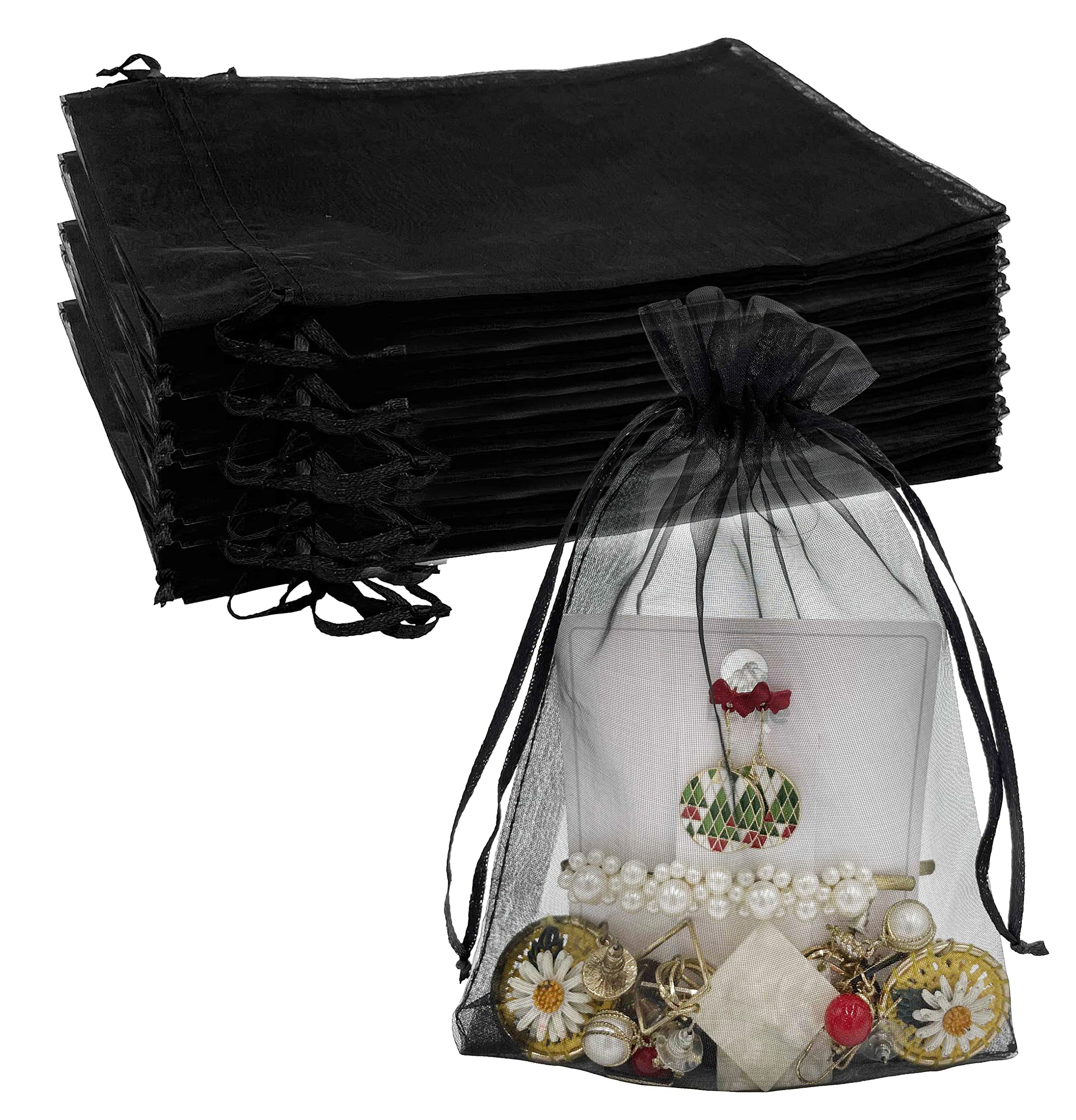 Amazon.com: Jexila 100PCS Sheer Organza Bag 5''X7'' Black Mesh
