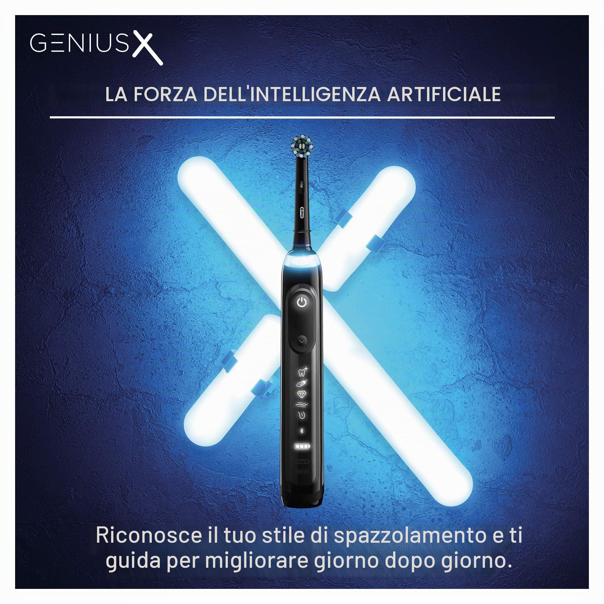 Oral-B Genius X Luxe Edition Spazzolino Elettrico Ricaricabile, 1 Spazzolino Nero con Intelligenza Artificiale, 4 Testine di Ricambio, 1 Custodia da Viaggio con Caricatore