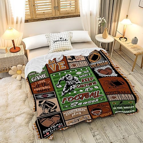 Miniatura 2 de Buyyet Manta de regalo de franela de forro polar de fútbol, ligera y suave, bonita manta acogedora para cama, sofá, viajes al aire libre, 40 x 50