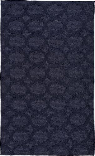 Garland Rug Sparta - Alfombra antideslizante de polipropileno de 3 x 5 pies, color azul marino, ideal para salas de estar y pasillos, elegante y