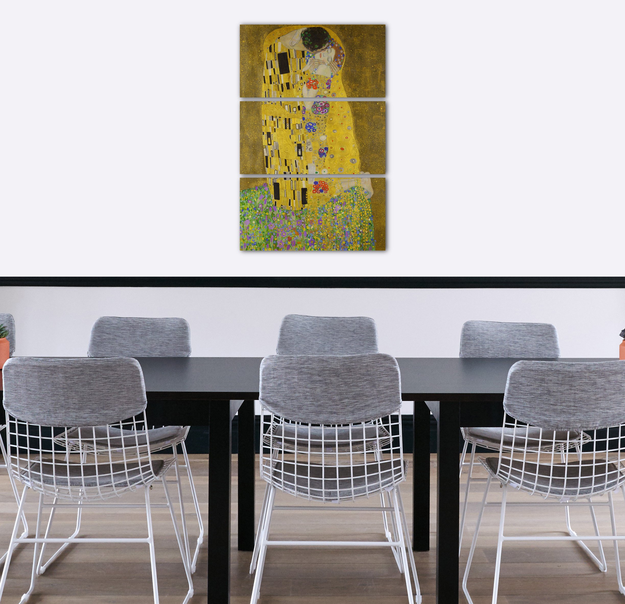 Leinwand 3-teilig(80x120cm): Gustav Klimt - Der Kuss (1907-1908)