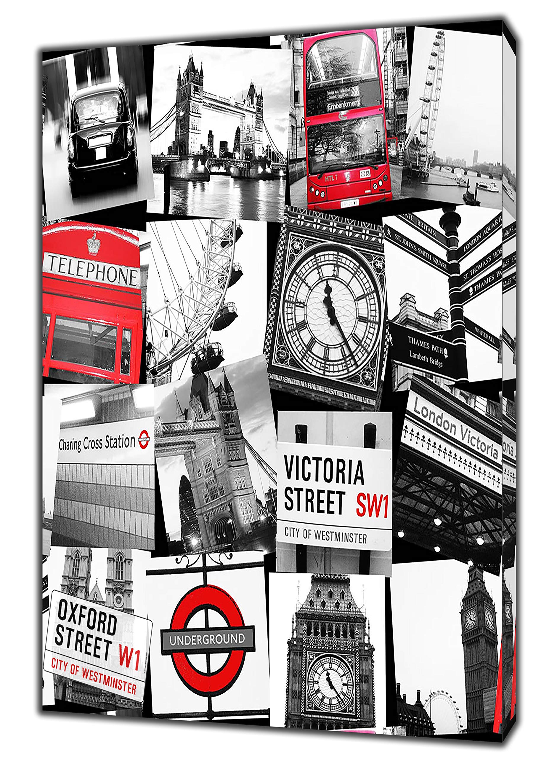 ARTSPRINTS London Symbols Collage Pictures Print ON Framed Canvas Wall Art 12x 8inch -18mm Depth