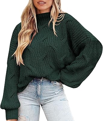 PRETTYGARDEN Women's Fall Oversized Pullover Sweaters Casual Crewneck Long Sleeve Chunky Cable Knit Tops Winter Clothing