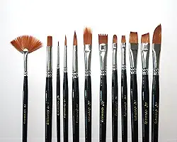 12 x Pincel Chato Profissional óleo - aquarela - acrílico (Black Master)