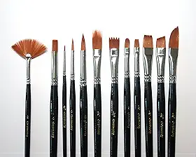12 x Pincel Chato Profissional óleo - aquarela - acrílico (Black Master)