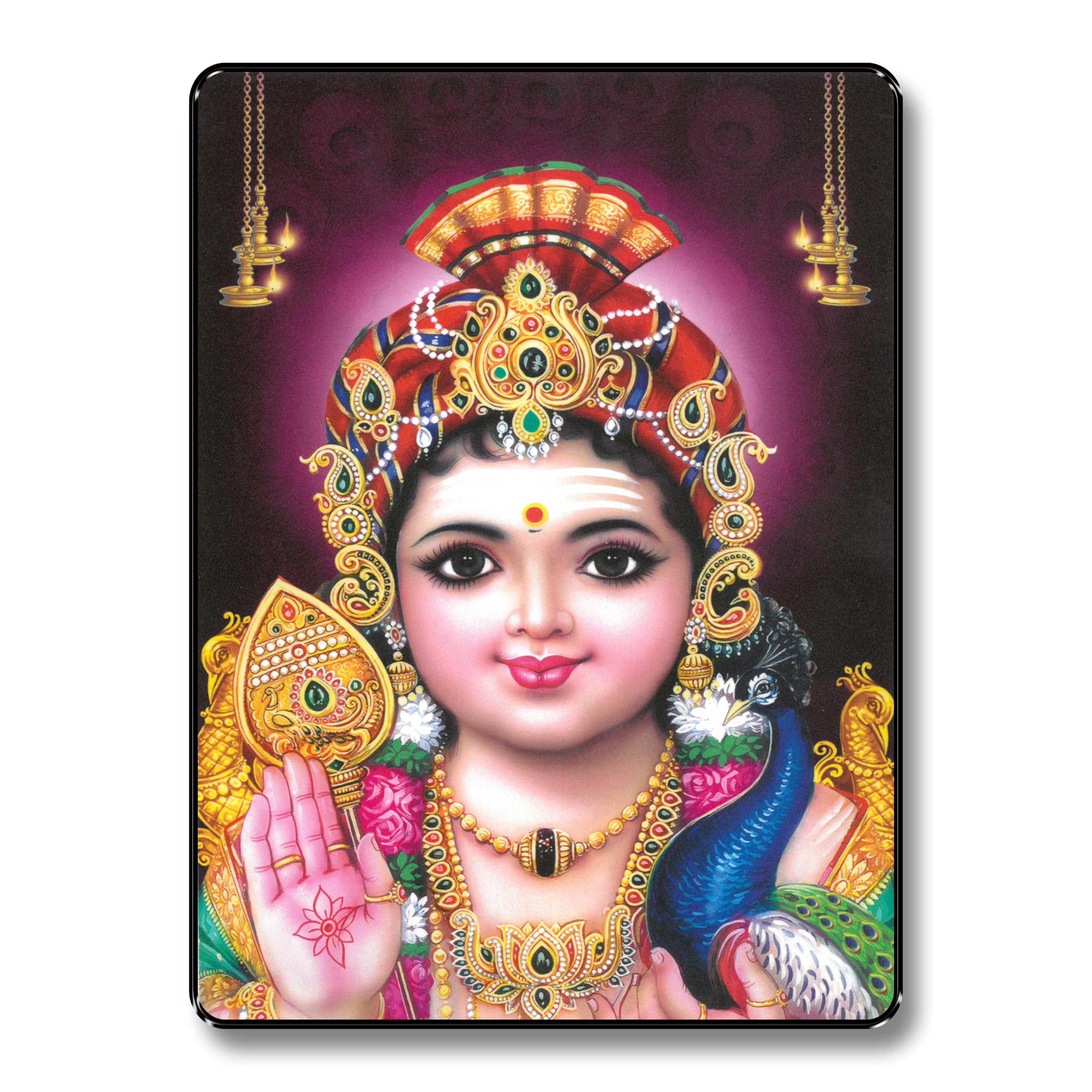 SAF 'Lord Murugan Swamy Kartikeya' UV Textured Painting (Synthetic, 20 cm x 32 cm x 3 cm, Multicolor)