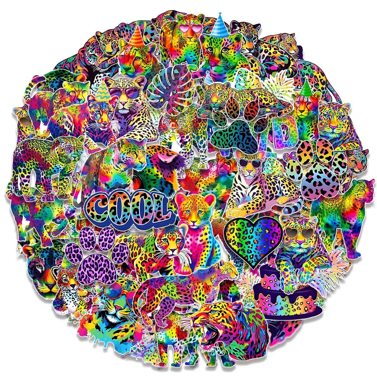 Stickers guépard arc-en-ciel colorés et ultra résistants