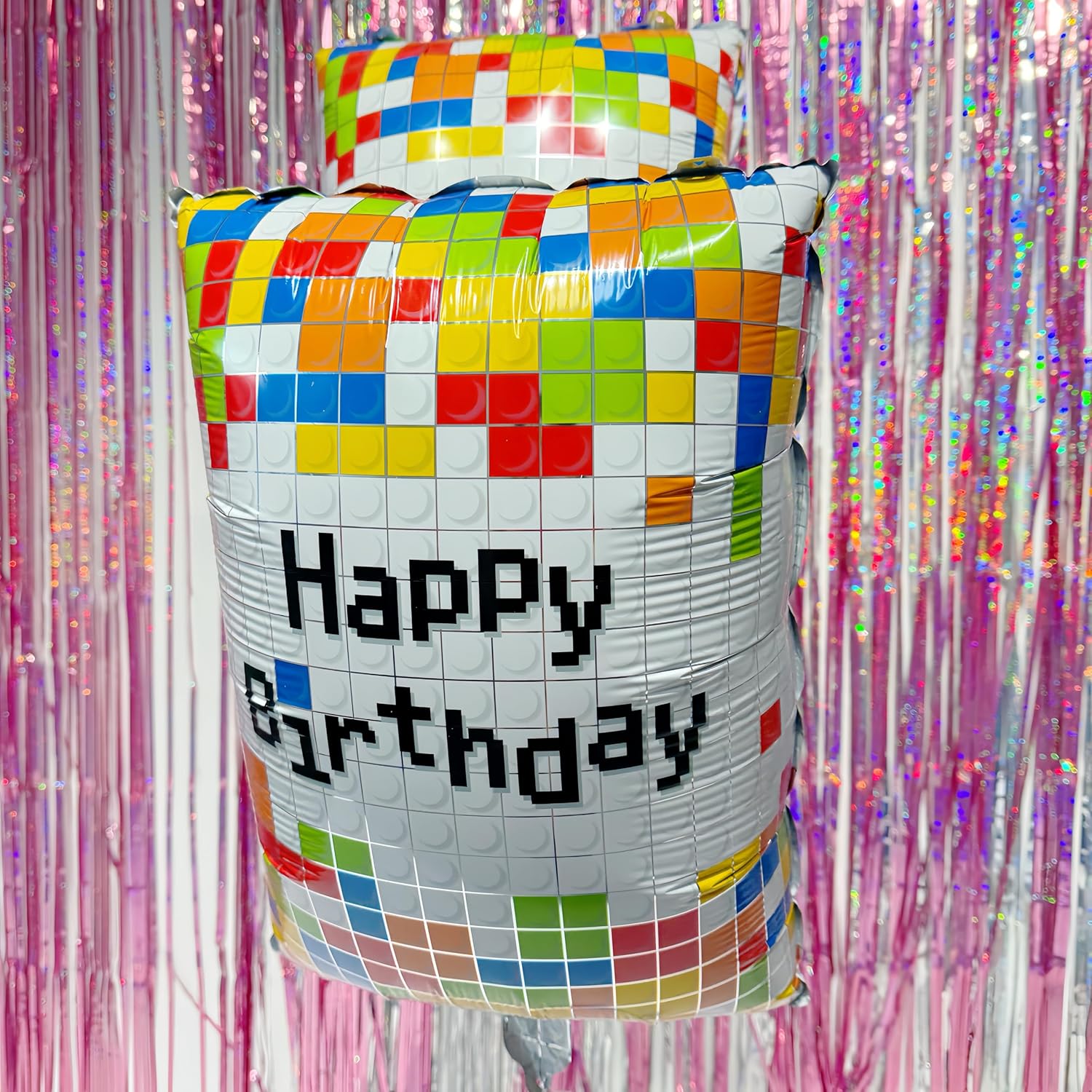 誕生日』バルーンピックアレンジメント（黄色・オレンジ系）【沖縄届不可】 | 花・花束を贈るフラワーギフト通販の【日比谷花壇】公式 ビルディングブロック Happy Birthday 正方形ホイルバルーン 15個 カラフルなビルディングブロック誕生日パーティー/パ