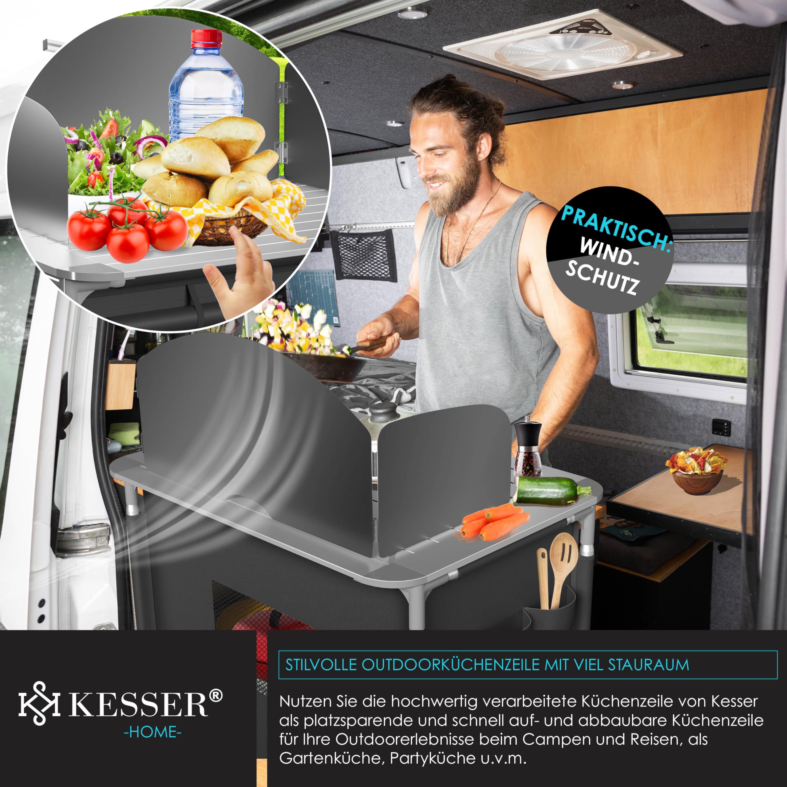 KESSER® Armoire de Camping, Cuisine de Camping avec Structure en Aluminium, Sac de Transport fourni, Armoire de Cuisine pour Camping, Meuble de Camping, Plein air