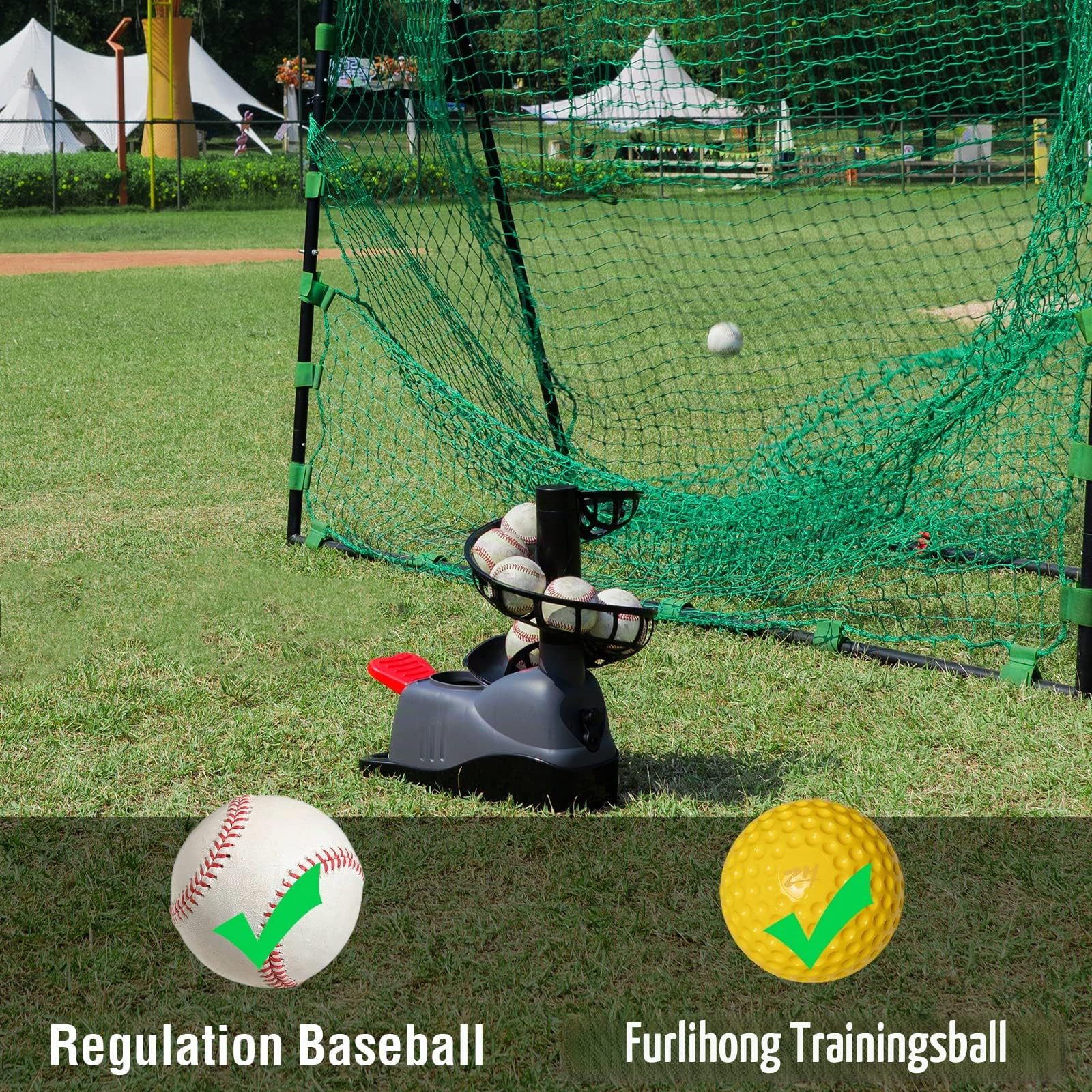 Furlihong 898BH Baseball Soft Toss Machine, Winkel verstellbar, Step On Paddel und Release to Launch, Keine Stromversorgung erforderlich, funktioniert mit Regulation Baseball