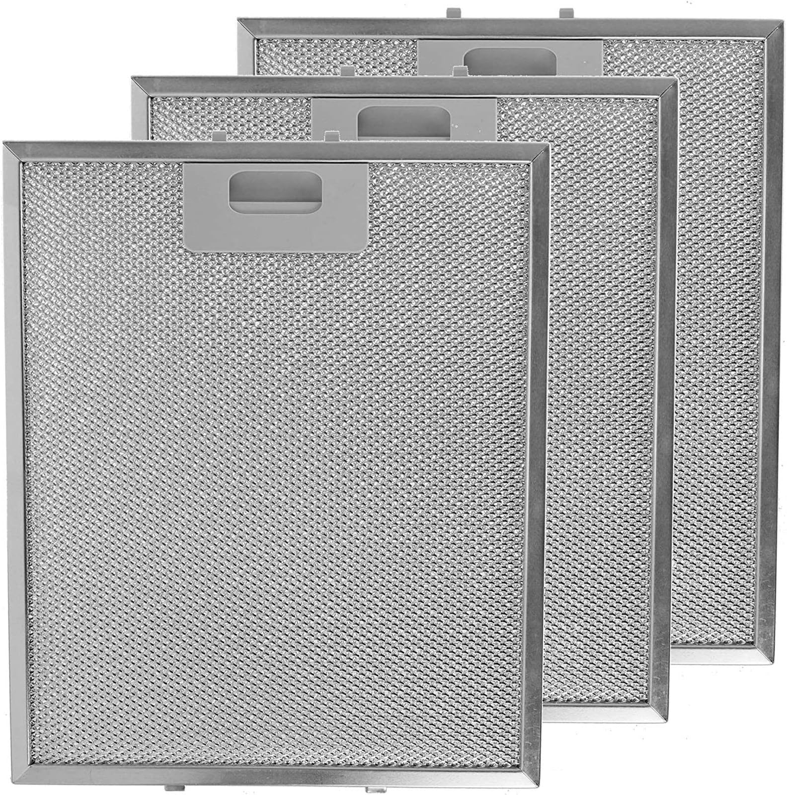 SPARES2GO Cooker Hood Metal Aluminium Grease Filter for Kitchen Extractor Fan Vent (Pack of 3 Filters, Silver, 300 x 250 mm)