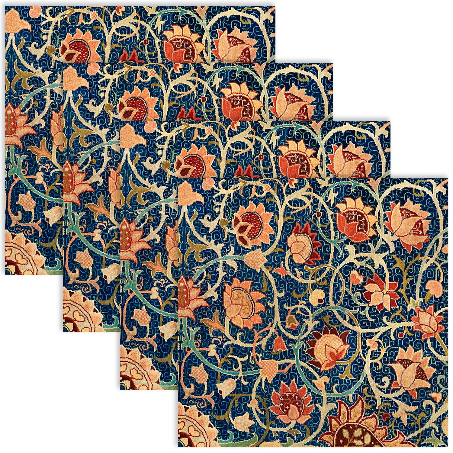 Quera 50 Pack William Morris Cocktail Napkins Vintage Floral Blue Paper Napkins Disposable Dessert Dinner Baby Shower Party Supplies Napkins