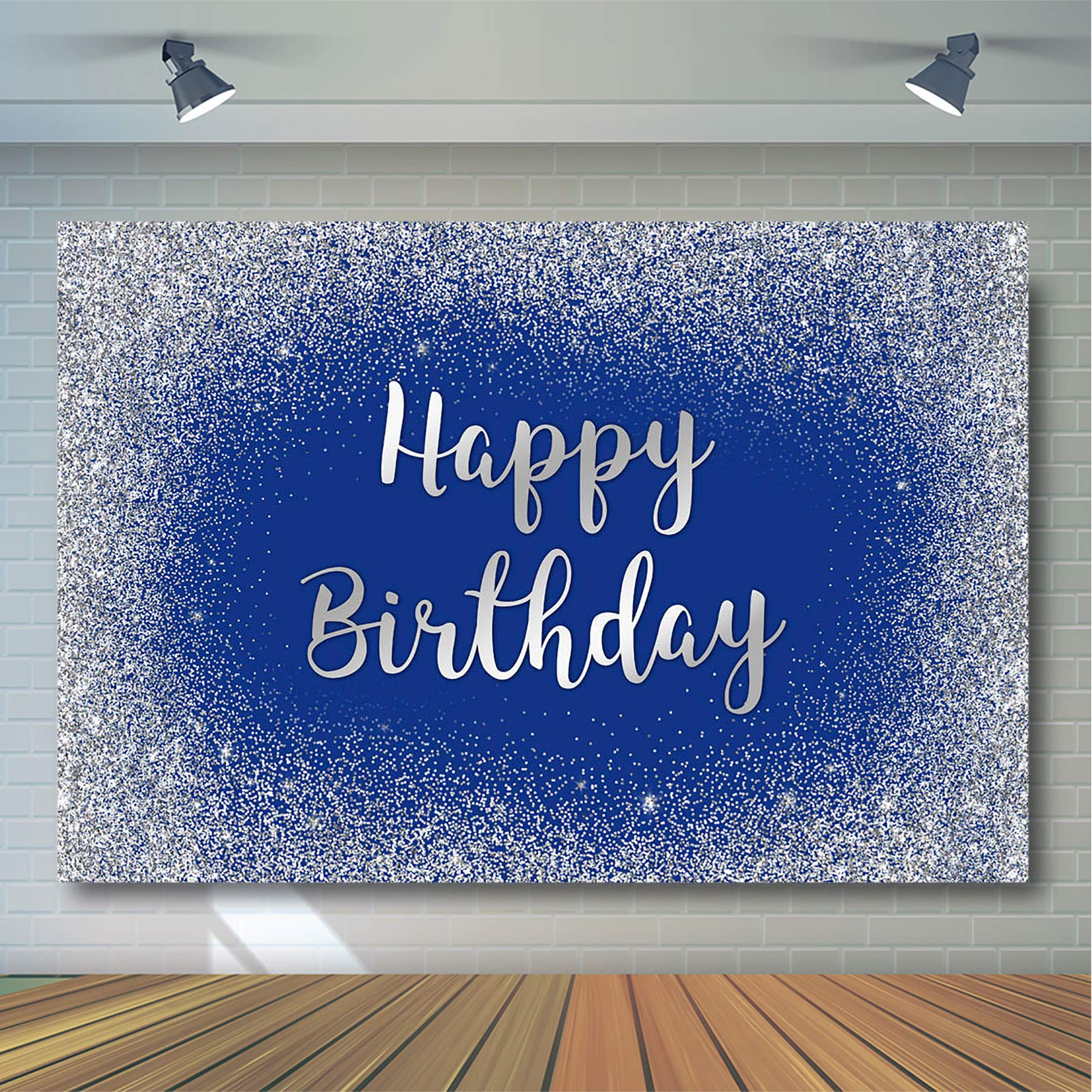 Avezano Royal Blue and Silver Backdrop for Adult Men Boy Bday