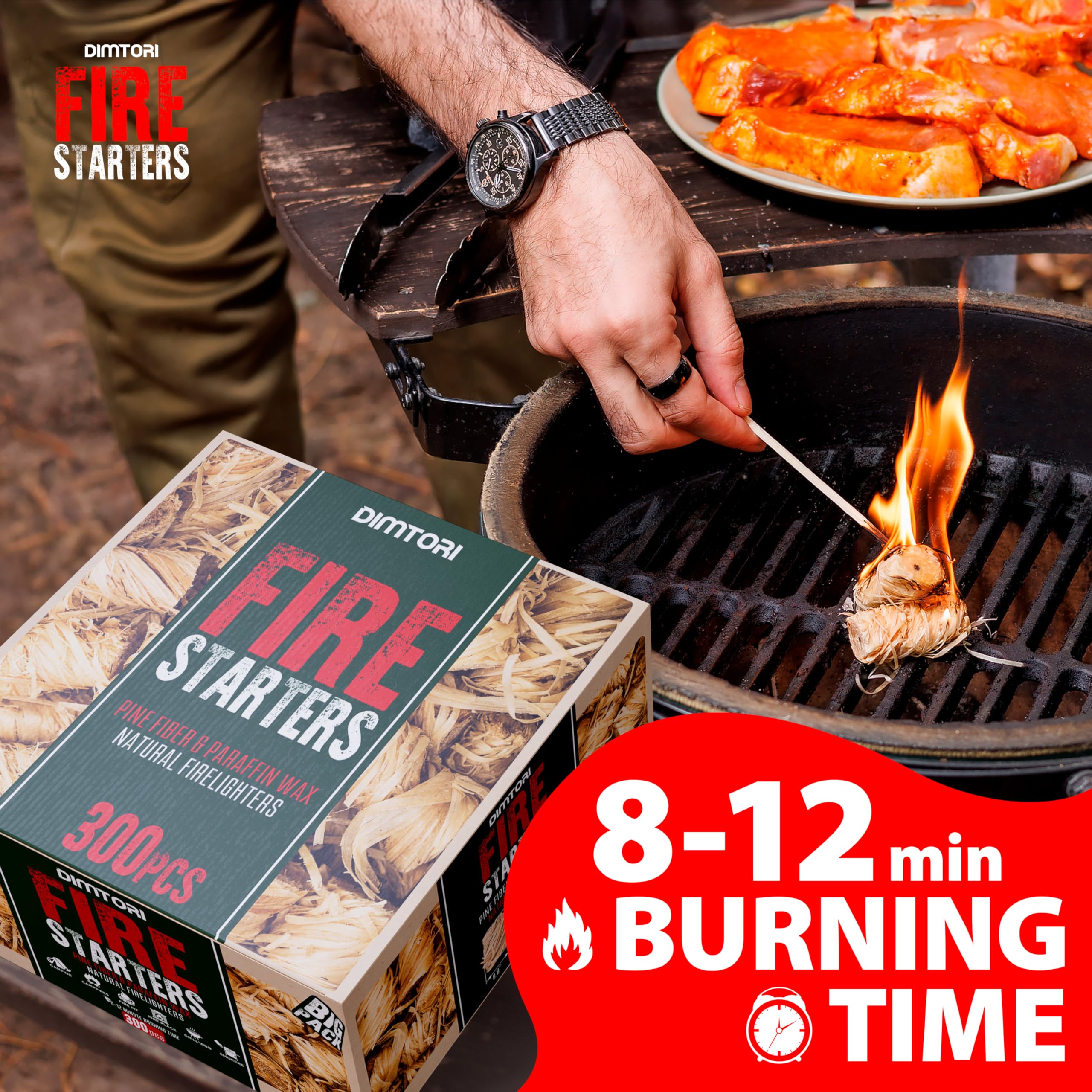 Natürlicher Feuerstarter für Lagerfeuer, Lagerfeuer, Pizzaofen, Kamin, Smoker, Grill, Pelletofen und Brennholz - Grillfeuerstarter, Kohleanzünder