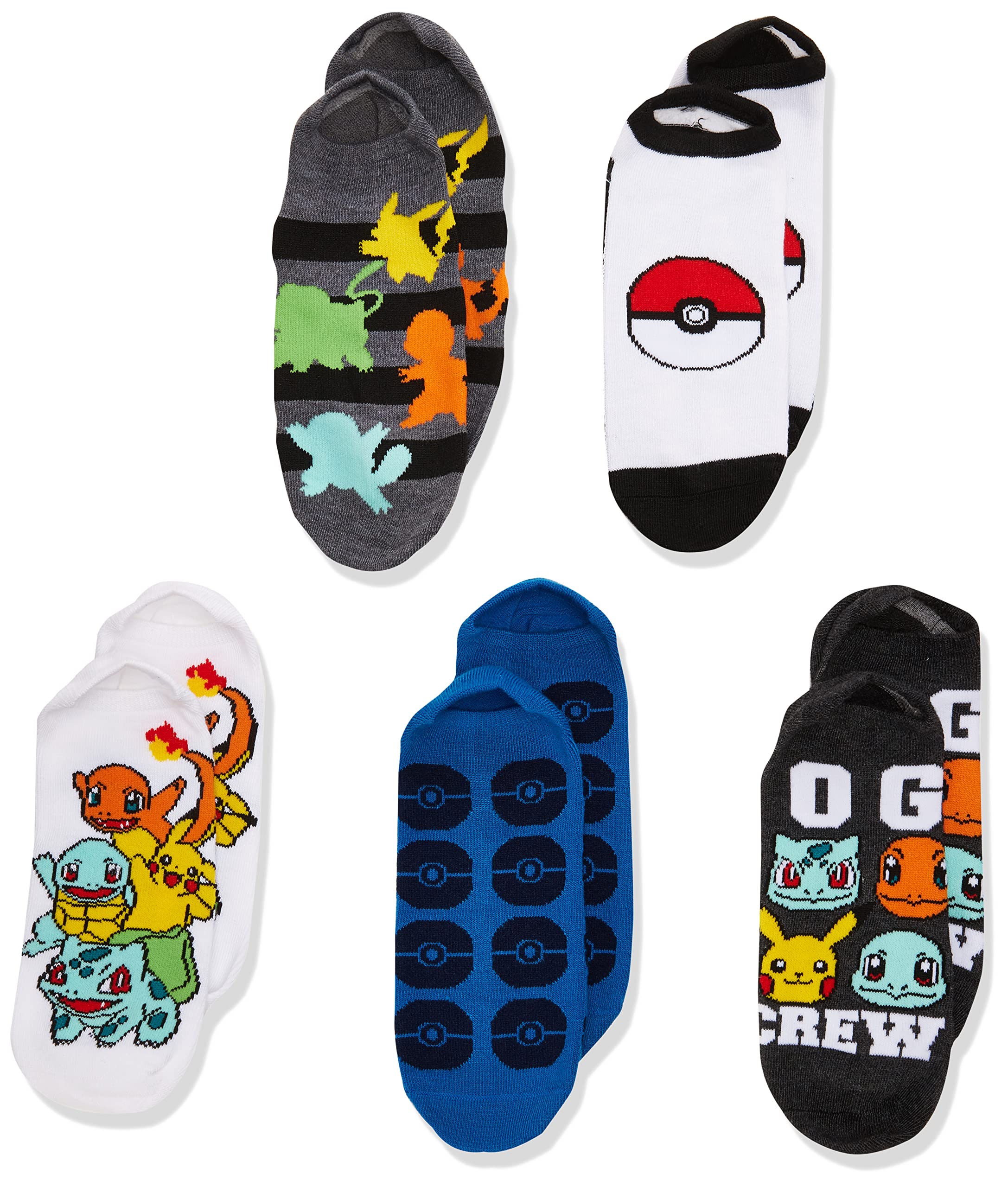 Pokemonboys Pokemon 5 Pack No Show Socks Casual Sock