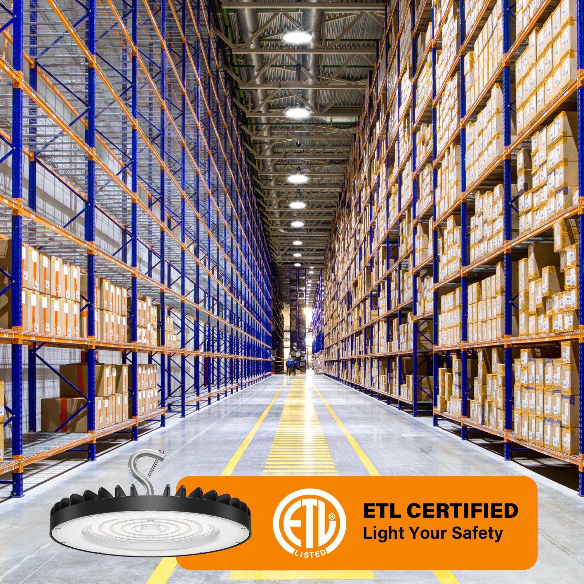 4 Pack UFO Led High Bay Light 200W 6000K Daylight 30000lm AC100-277V UFO Shop Lights Fixture with US — view 7