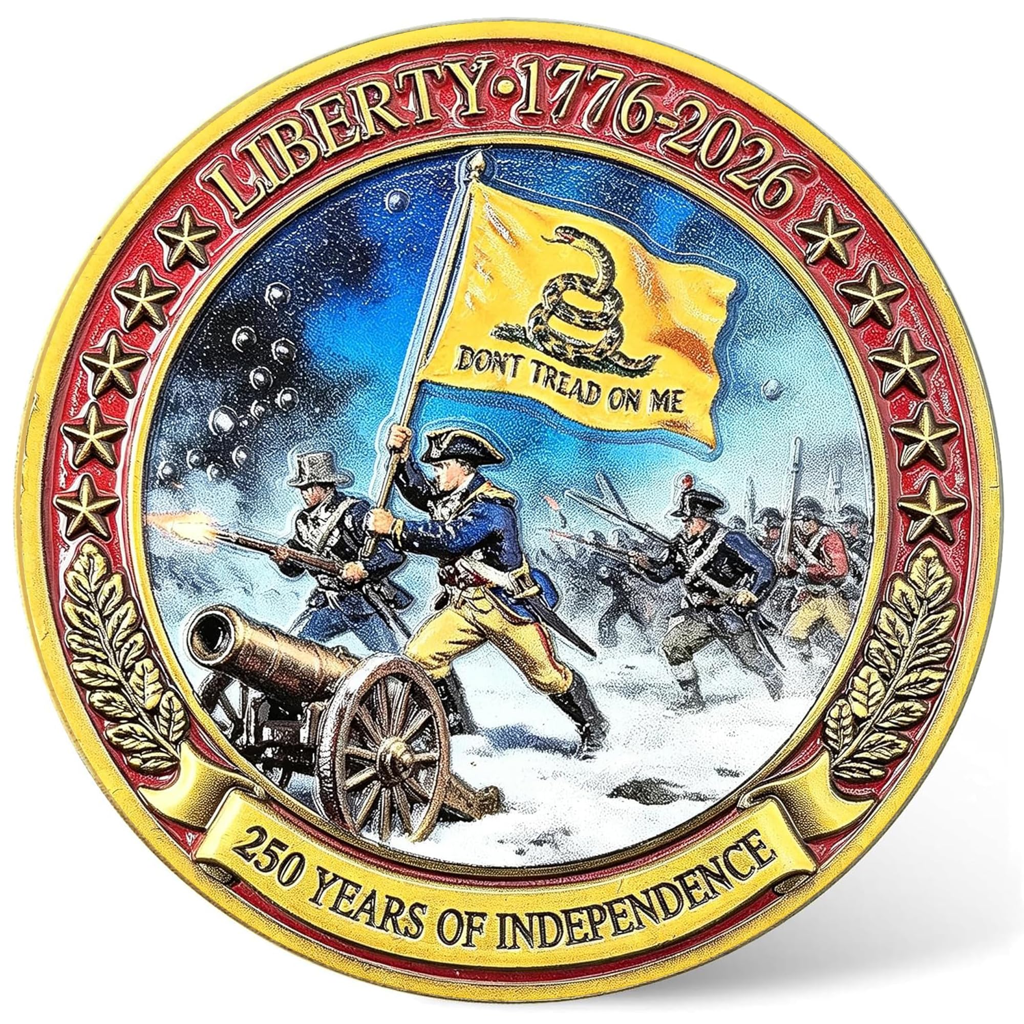 1776-2026 250th Independence Challenge Coin with Case - High Relief Zinc Alloy Patriotic Collectible, Revolutionary War Scene Gift for History Lovers (1.57")