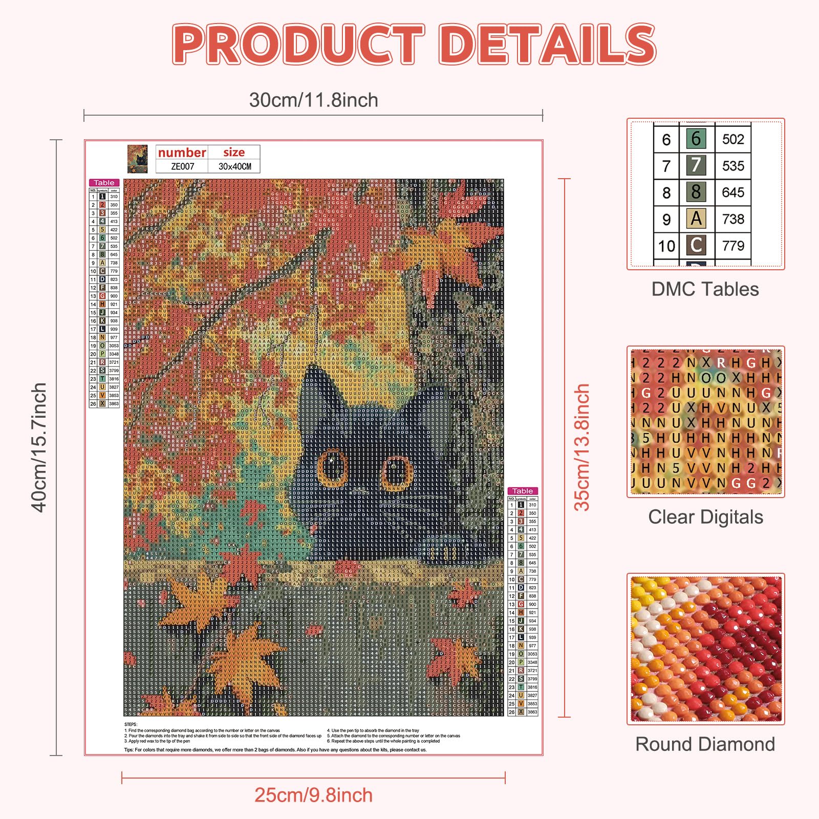 EOBROMD Chat Noir Diamond Painting Adulte Enfant, 5D DIY