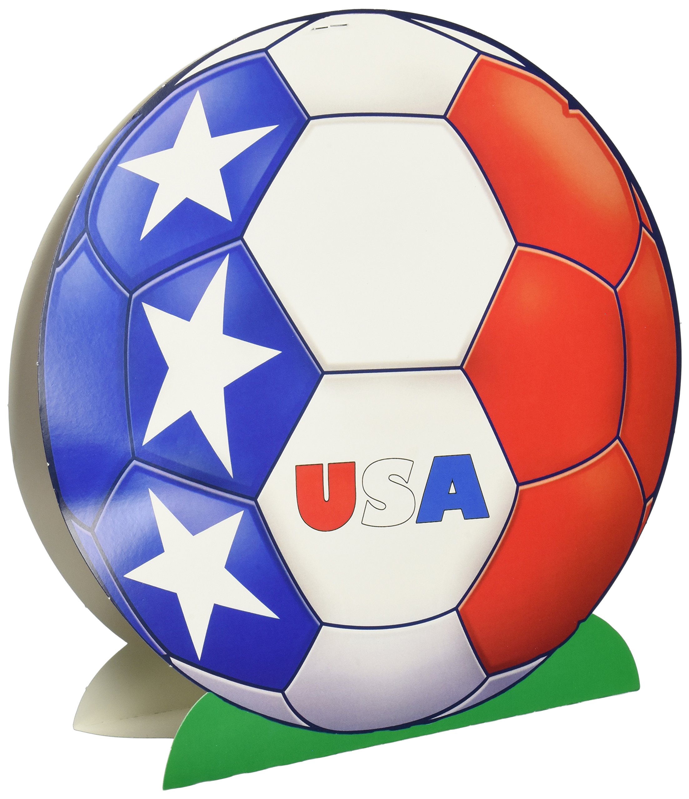 Beistle 3-D USA Soccer Ball Centerpiece, 9.25" Tall - United States Athletic Red, White &amp; Blue Sports Ball Table Decoration