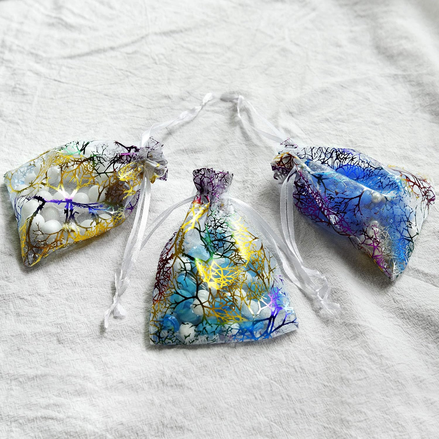 FiveSeasonStuff Organza Wedding Favours Gift Bags Jewellery Birthday Party Baby Shower Arts & Crafts Gift Wrapping Candy DIY Pouches (9cm x 12cm - Image 5