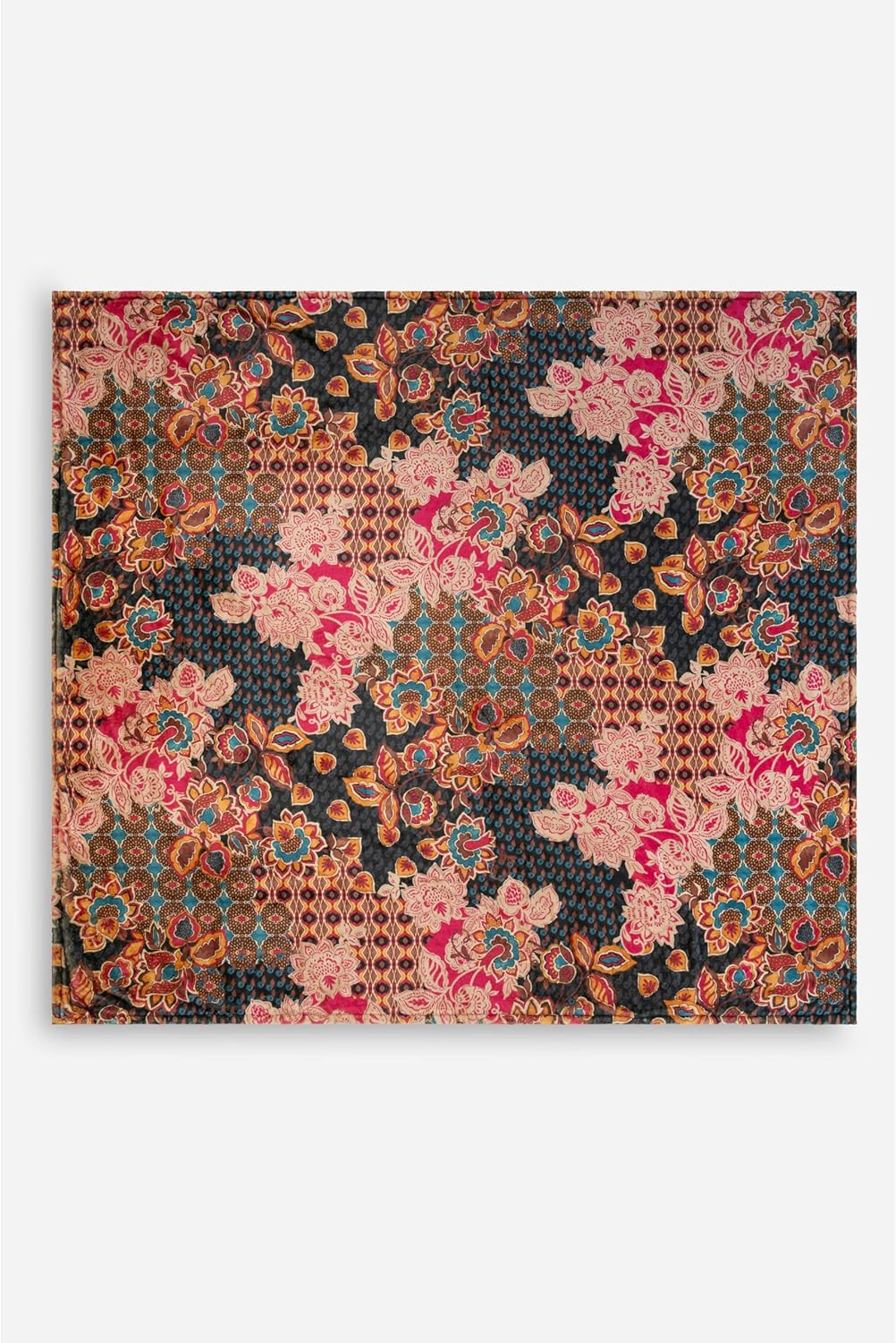 Reversible Floral Bohemian Quilt Blanket with Applique