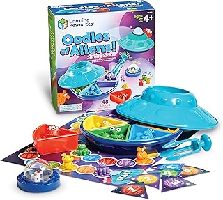 Learning Resources Oodles of Aliens Sorting Saucer, Fine Motor Skills, Counting and Sorting Toys, Preschool Games, Educational Toys, 48 Pieces, Ages 4+