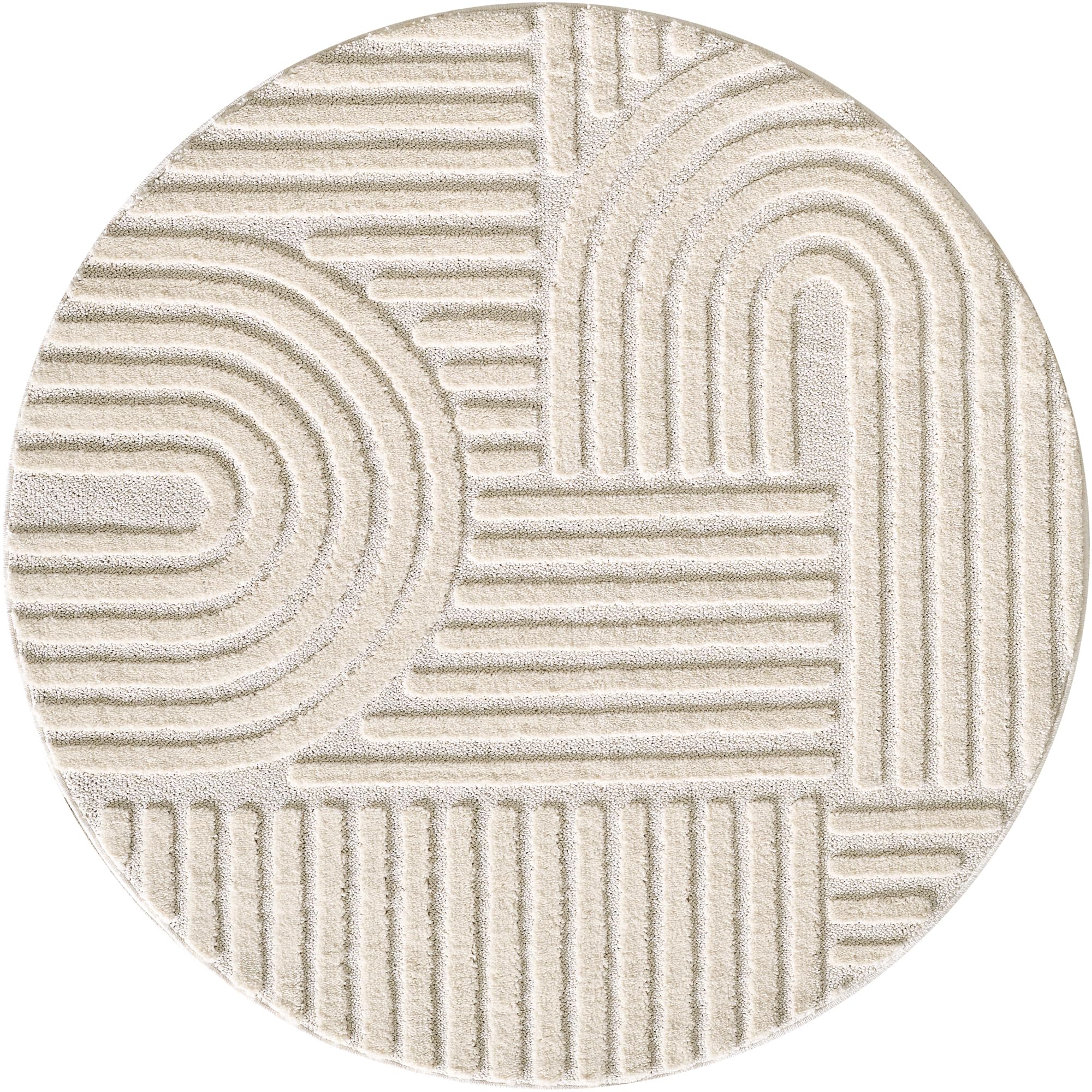 Teppium Tapis Scandinave crème 160x230 cm Poils Longs, Design Bohème 3D