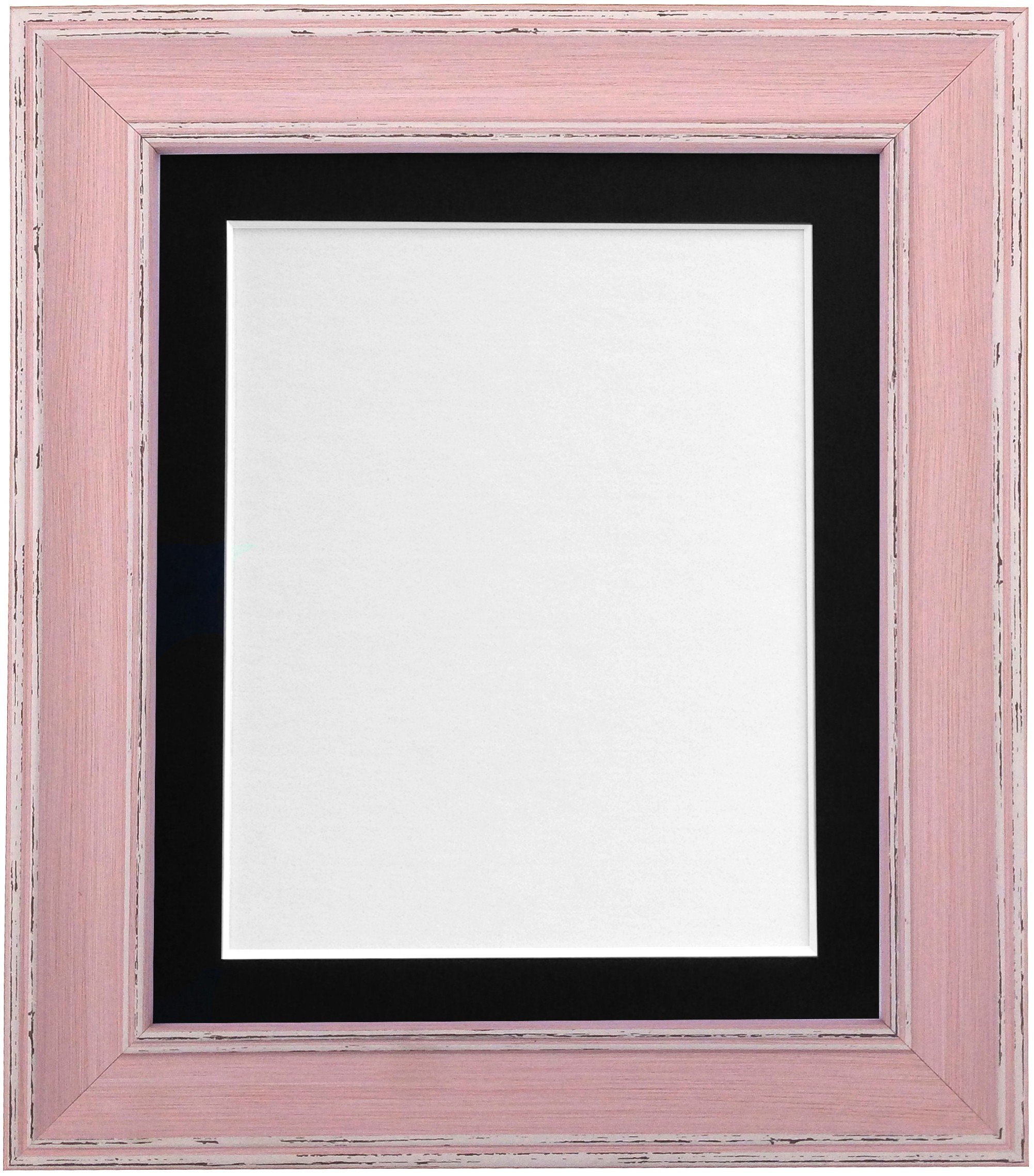 Scandi Vintage Distressed Pink Picture Photo Frame with Black Mount 10 x 8 For Image size 7 x 5 inch โ image 1