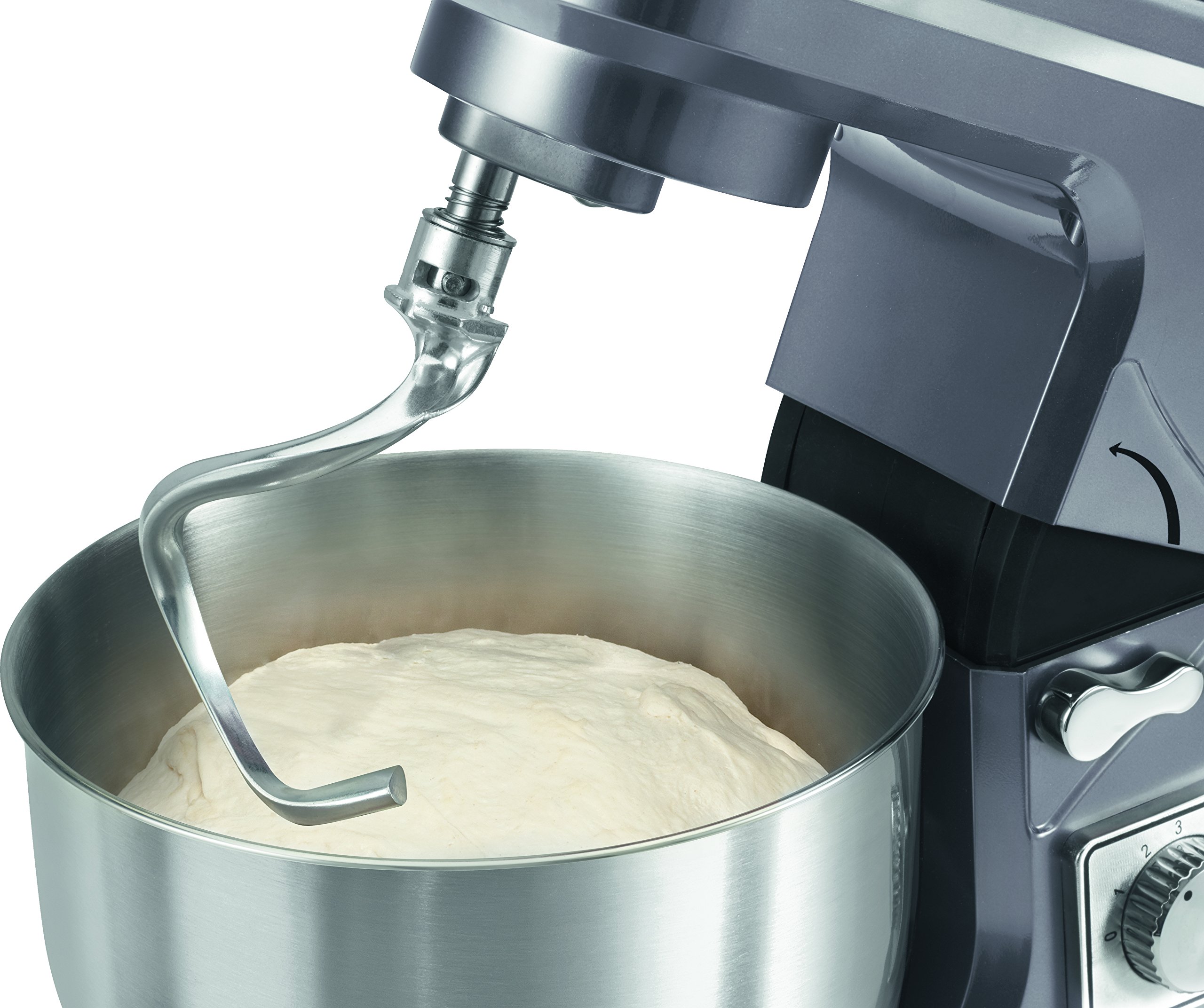 Bomann KM 1393 CB potente Impastatrice, 1000 W, 8 livelli di velocità, 5 l ciotola in acciaio inox, erogatore orientabile braccio multifunzione titan