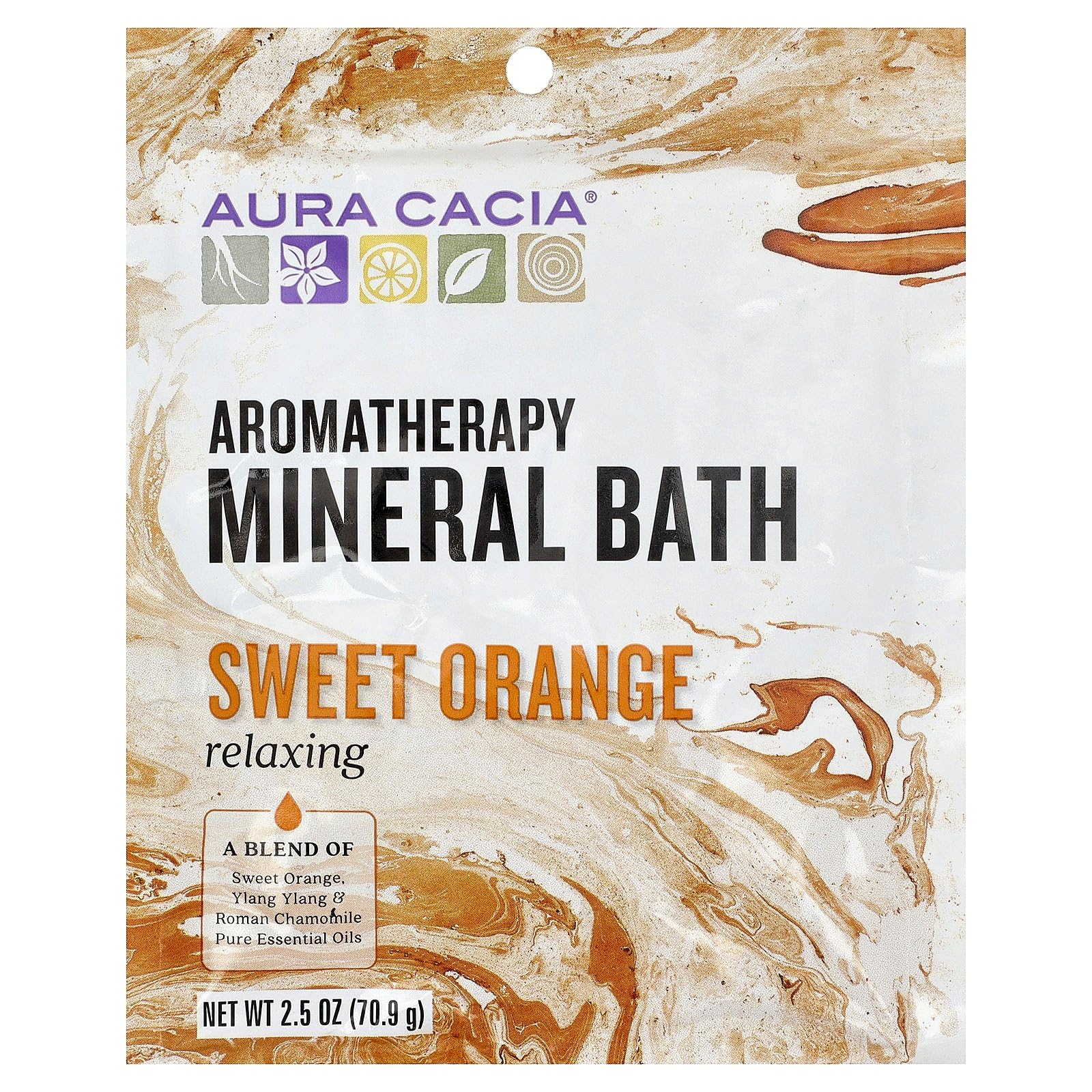 Aura Cacia Aromatherapy Mineral Bath Relaxing Sweet Orange 2 5 oz 70 9 g