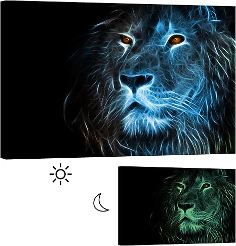 Amazon キャンバス壁アートstartoshop グローin Theダーク ブルーライオンのプリントキャンバス カテゴリ動物印刷 31 50 X 47 24 Inch Dca004 23 アートフレーム ポスター オンライン通販