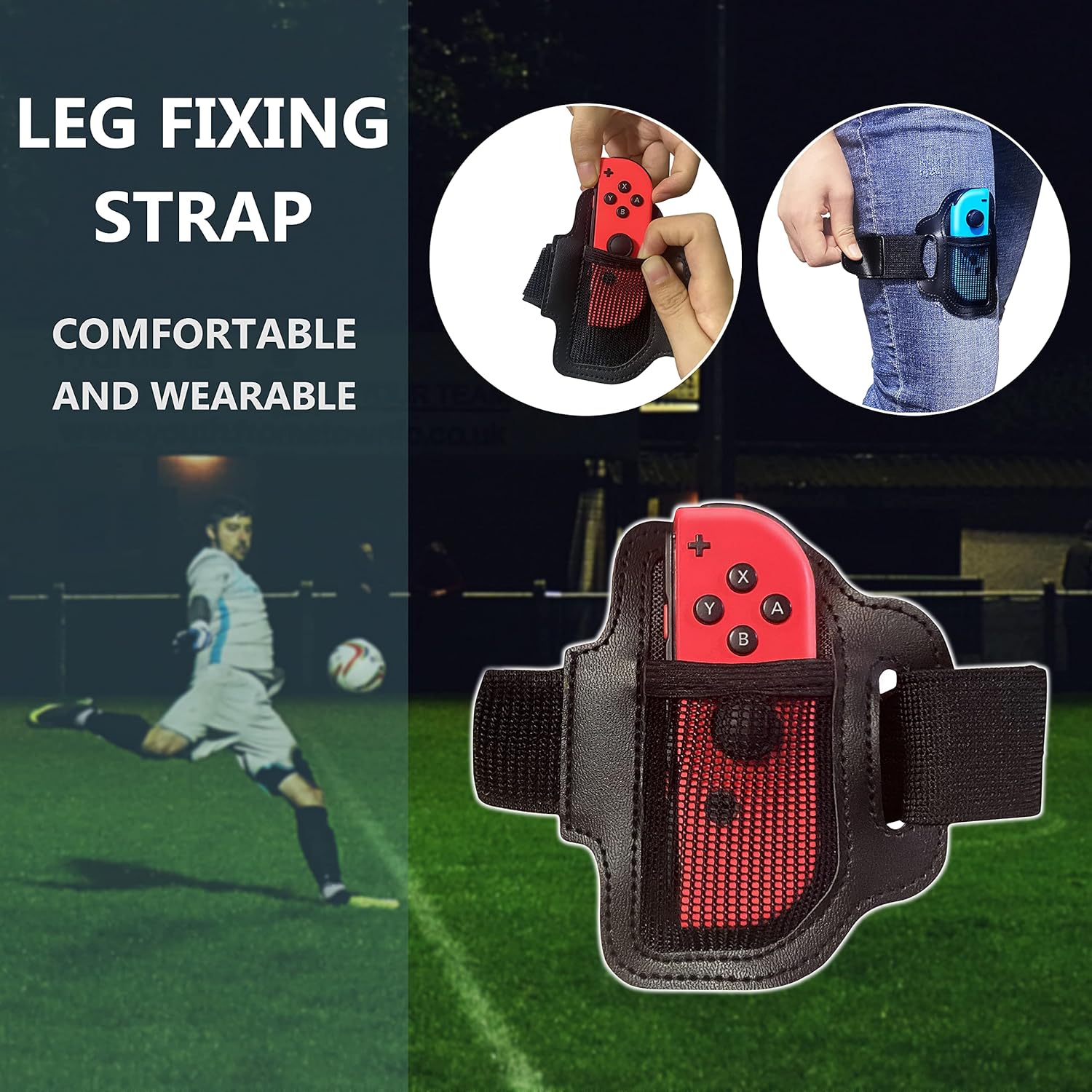 Leg Strap for Nintendo Switch Sports Play Soccer/for Switch OLED Model Ring Fit Adventure Bundle Leg Fixing Band,Adjustable Adults Elastic Sports Strap for Nintendo Switch Sports(4 Pack) - Image 4
