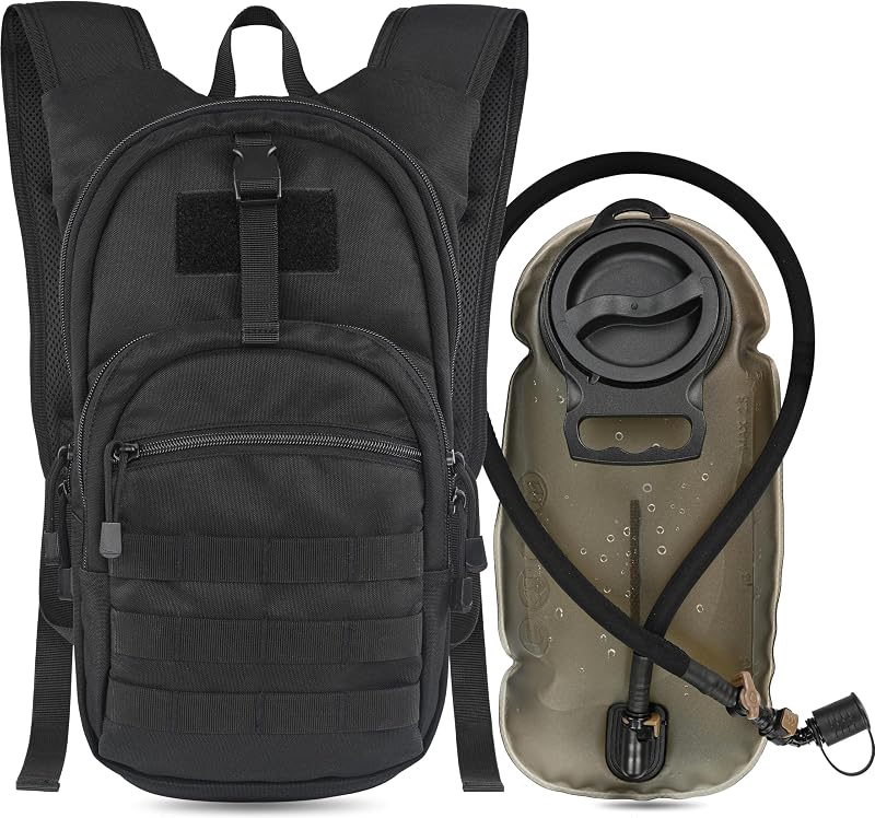 Paquete de hidratación táctica Molle con vejiga de agua de TPU de 2,5 L, mochila militar organizada de perfil bajo para senderismo, ciclismo, mochilero, caza, correr